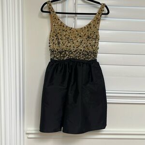 Marciano Gold and Black Sequin Mini Dress